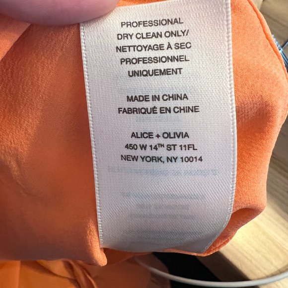 ALICE + OLIVIA Orange Silk Shift Dress with Cutouts - Picture 8 of 9